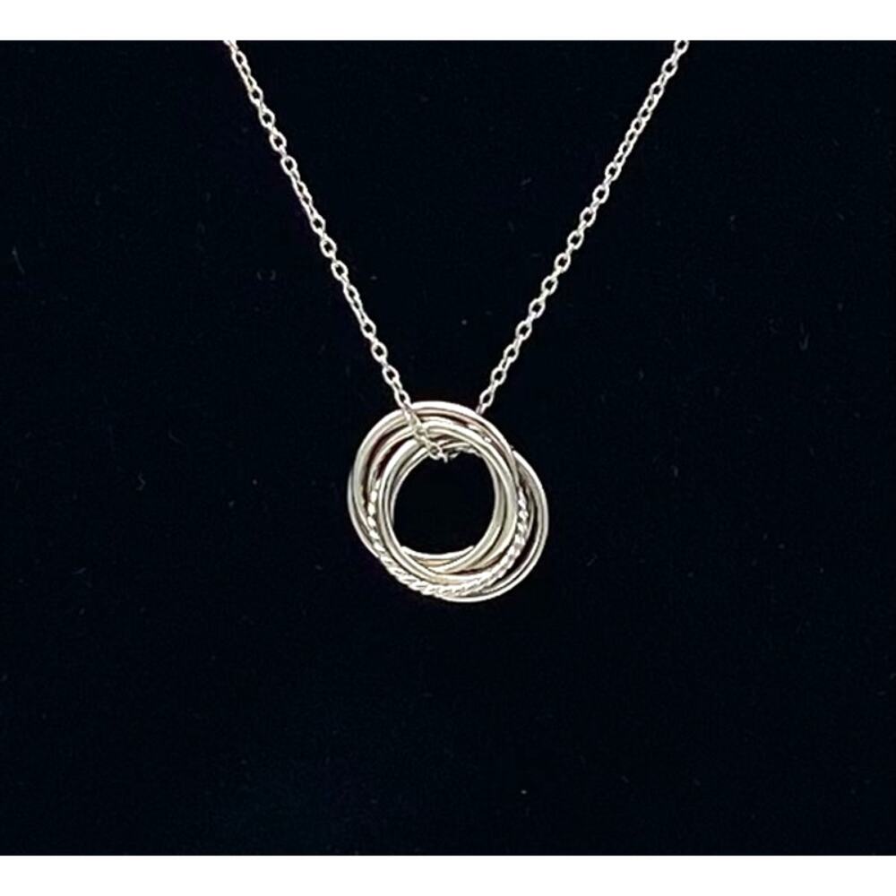 Sterling Silver 6 Interlocking Rings Necklace 60th Birthday 6 Decades Pendant